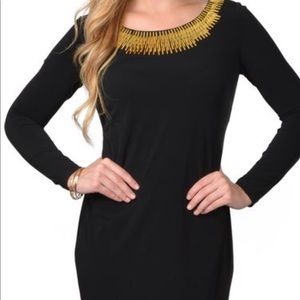 Calvin Klein Long Sleeve Neck Detail Sheath Dress